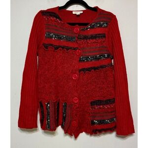 Coldwater‎ Creek Cottagecore Patchwork Cardigan Sweater Medium Cabincore Cozy